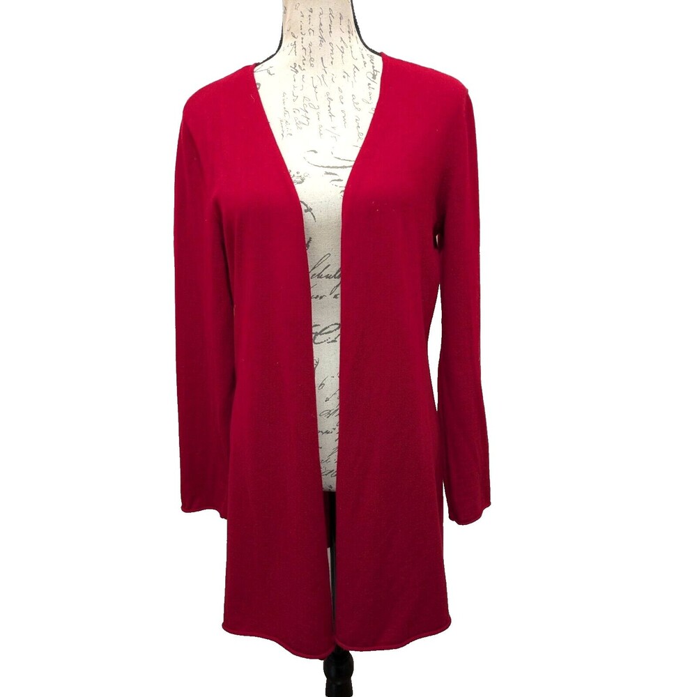 Talbots Open Front Longline Cardigan in Deep Pink